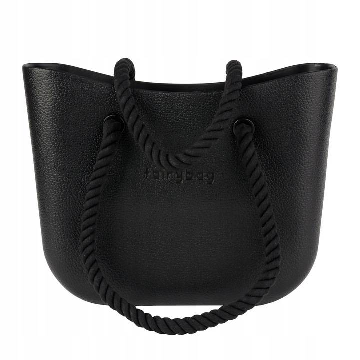 TOREBKA DAMSKA TORBA NA RAMIĘ GUMOWA JELLYBAG 2 ZESTAWY RĄCZEK CZARNA