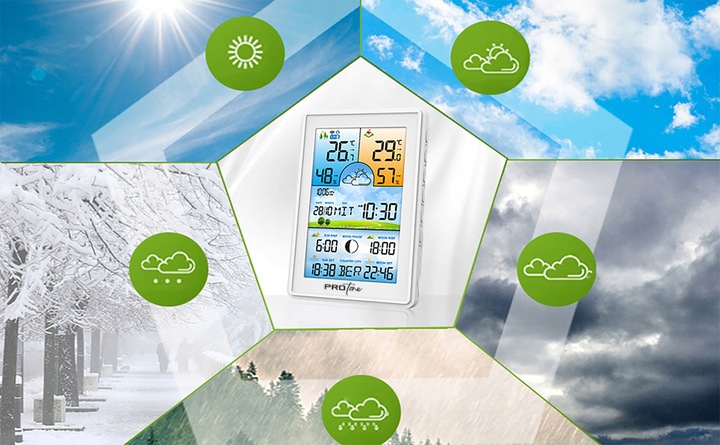 Stacja Pogodowa Pogody Higrometr Bezprzewodowa Termometr Czujnik Zegar Data