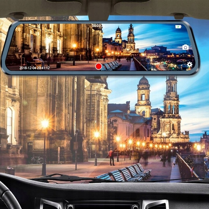 KAMERA DO SAMOCHODU 2w1 PRZÓD TYŁ REJESTRATOR JAZDY W LUSTERKU WIDEO FULLHD