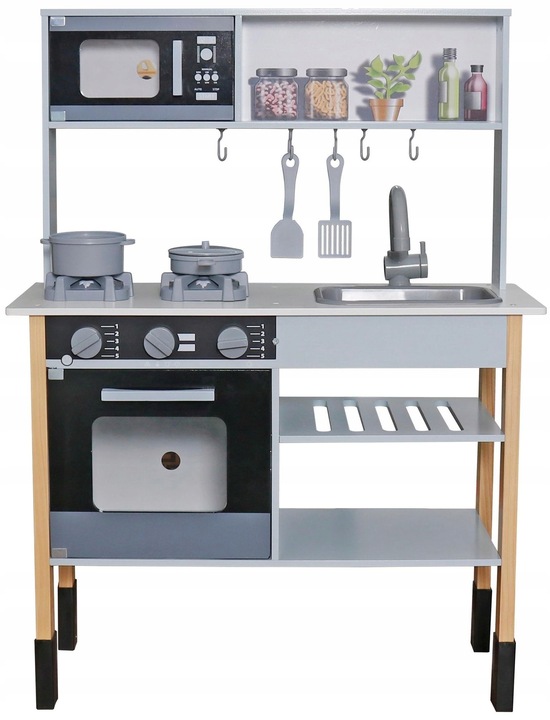 KUCHNIA DREWNIANA KUCHENKA DLA DZIECI AKCESORIA DŹWIĘK ŚWIECĄCE PALNIKI