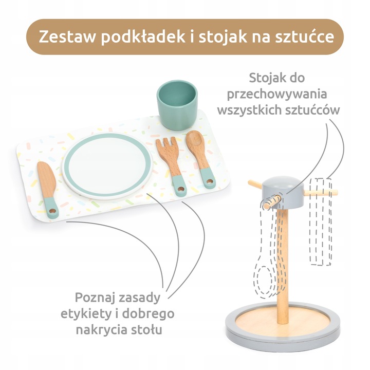 UMU Zestaw naczyń drewnianych dla dzieci 28 szt.