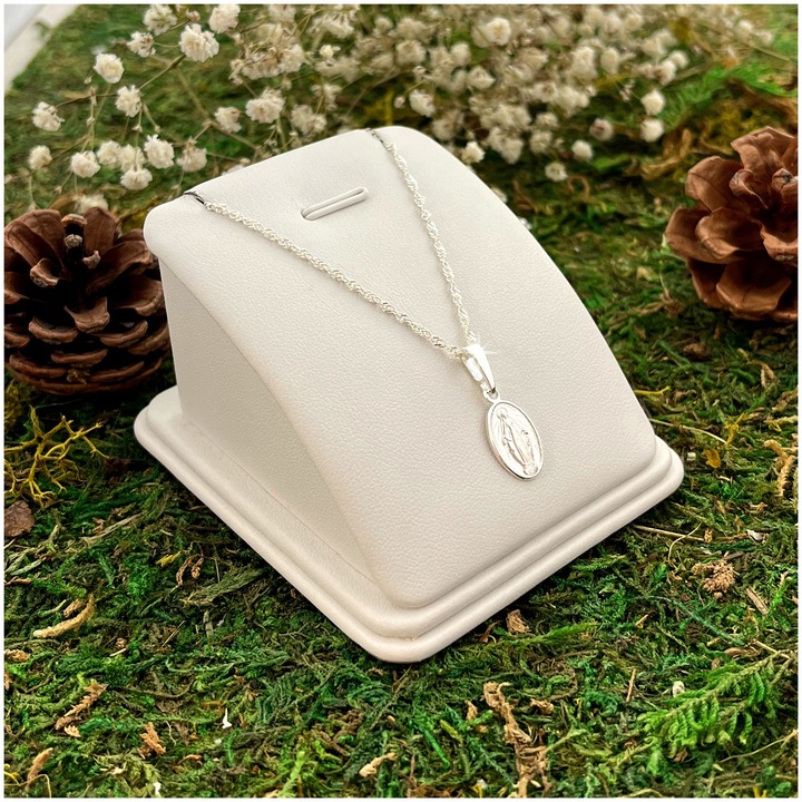 ŁAŃCUSZEK SREBRNY MEDALIK KOMUNIJNY CUDOWNY NA KOMUNIĘ NA CHRZEST NA ROCZEK