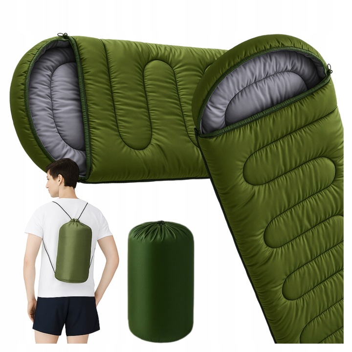 ŚPIWÓR TURYSTYCZNY WOJSKOWY MUMIA KOŁDRA ZIMOWY Z KAPTUREM 1-15°C 200x70 CM