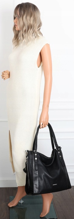 Torebka Damska Listonoszka Worek Shopper Duża na Ramię SR25305S Czarna