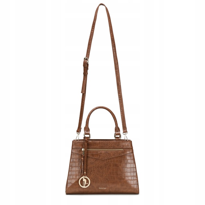 Torebka Damska Mała Kuferek Ramię Odpinany Pasek PUCCINI Brązowa BML067S-2