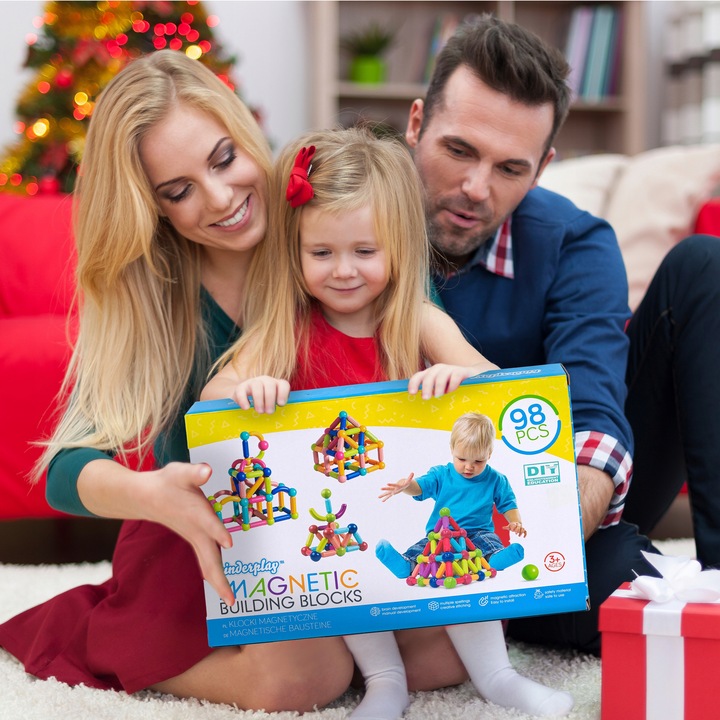 DUŻE KLOCKI MAGNETYCZNE KONSTRUKCYJNE EDUKACYJNE STICKS PATYCZKI XXL 98 ele