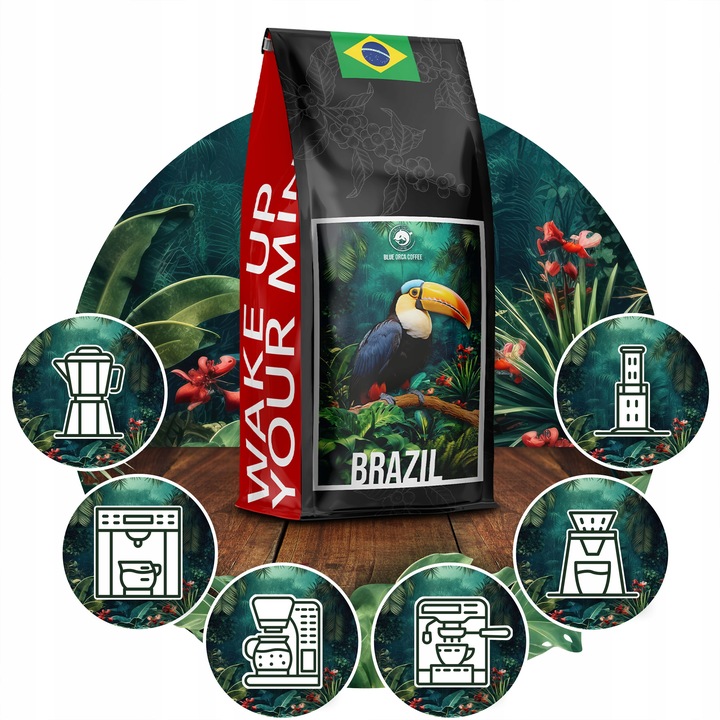 KAWA ZIARNISTA 2x1kg ŚWIEŻO PALONA BRAZIL+KOLUMBIA - 100% ARABICA-BLUE ORCA