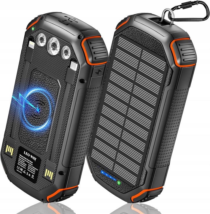 POWERBANK ŁADOWARKA SOLARNY 20000mAh 5xUSB LATARKA KARABIŃCZYK QI Acelufly