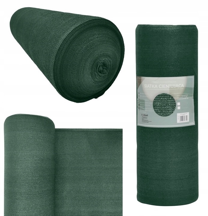 SIATKA CIENIUJĄCA OSŁONA BALKON OGRODZENIE PŁOT 90% 1,5x25 +OPASKI ZIELONA