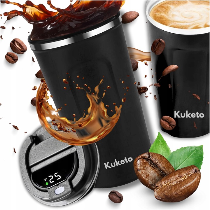 KUBEK TERMICZNY TERMOS 380 ML WYŚWIETLACZ EKRAN LCD NA KAWĘ HERBATĘ SMART