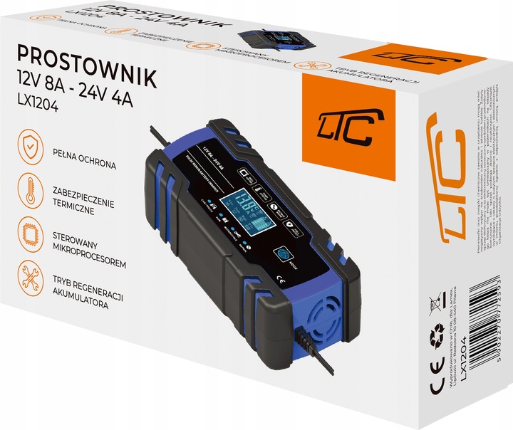 PROSTOWNIK AUTOMATYCZNY SAMOCHODOWY FUNKCJA NAPRAWY DO AKUMULATORÓW 12V 24V