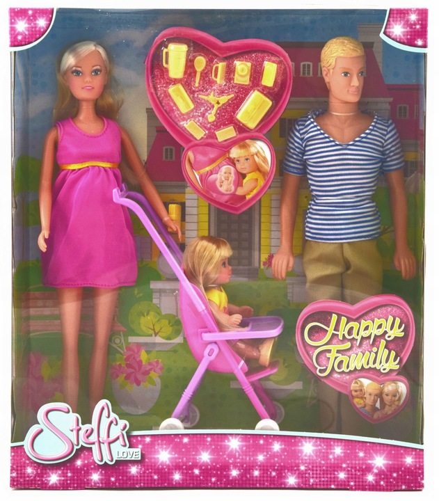 DUŻY ZESTAW 4 LALKI STEFFI W CIĄŻY KEVIN EVI BOBAS WÓZEK SPACERÓWKA + AKC.