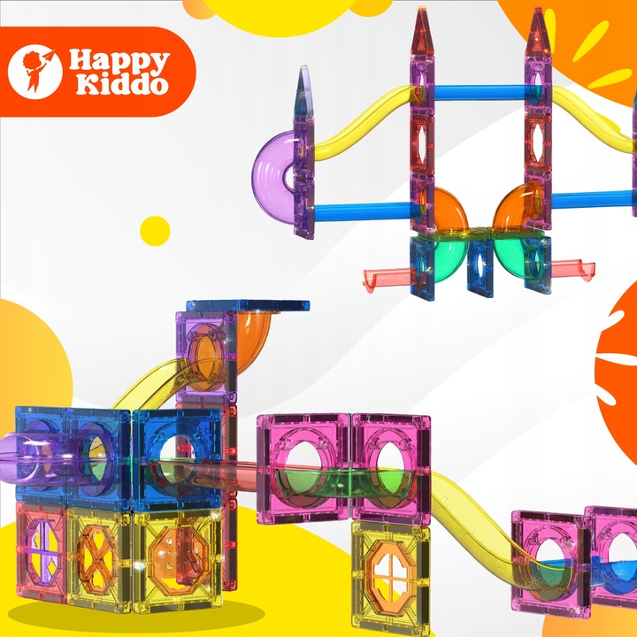 Klocki magnetyczne tor kulkowy kulodrom konstrukcyjne konstrukcyjne 100 ele