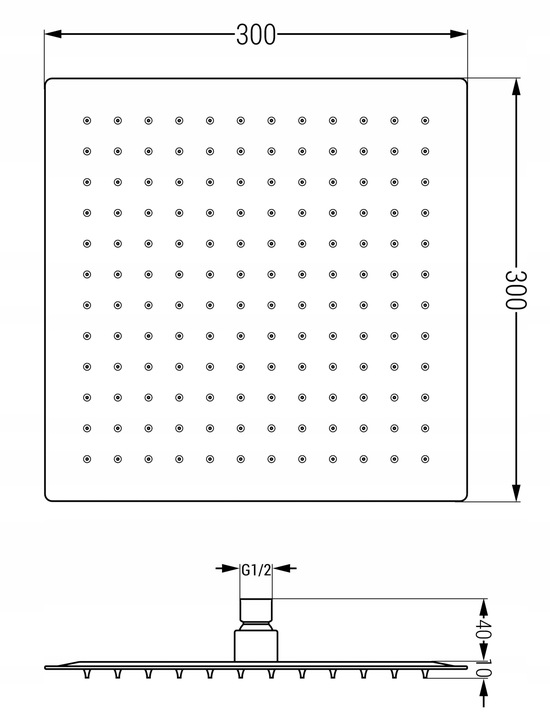MEXEN DESZCZOWNICA SLIM KWADRAT 30 x 30 cm CHROM