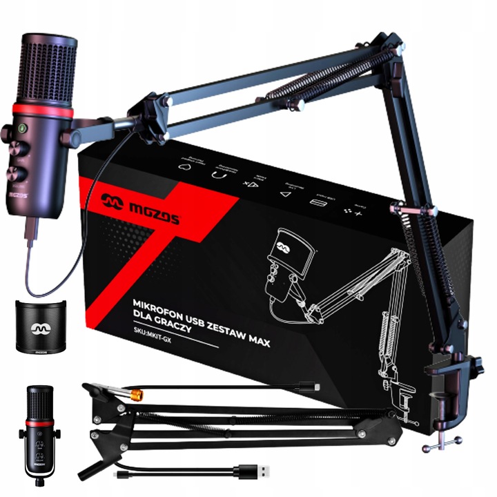MOZOS MKIT-GX MIKROFON ZE STATYWEM NASTĘPCA MKIT-700PRO V2 DO KOMPUTERA