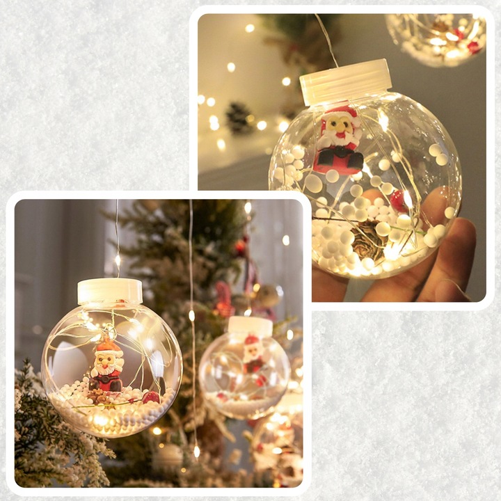 LAMPKI CHOINKOWE LED BOMBKI MIKOŁAJE ŚWIĄTECZNE 10 KUL LED NA USB 3M PILOT