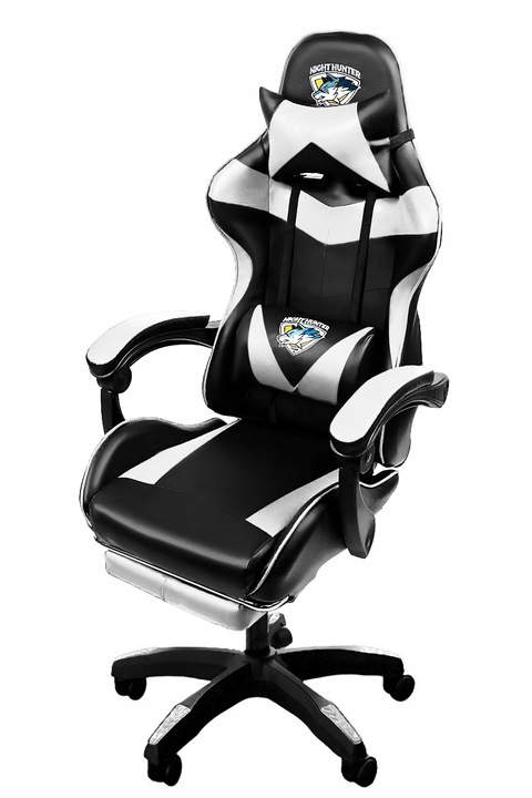 FOTEL gamingowy z MASAŻEM pleców KOMPUTEROWY OBROTOWY dla gracza +podnóżek!