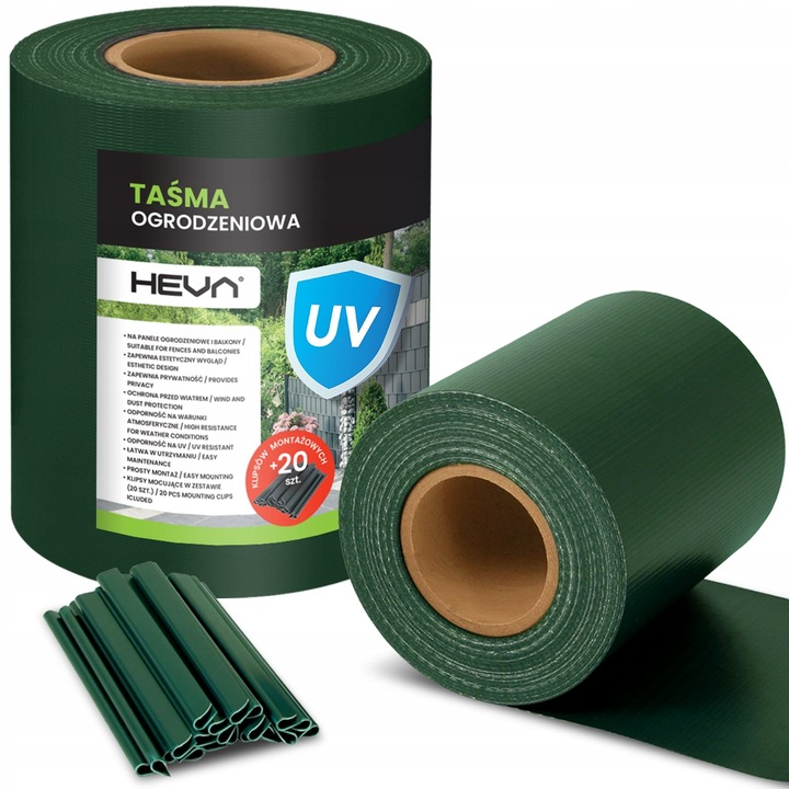 TAŚMA OGRODZENIOWA ZIELONA 19CMX35M UV+ OSŁONA NA OGRODZENIA PANELOWE PŁOT