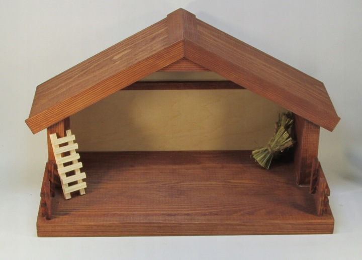 Szopka bożonarodzeniowa sosnowa +oświetlenie led brązowa