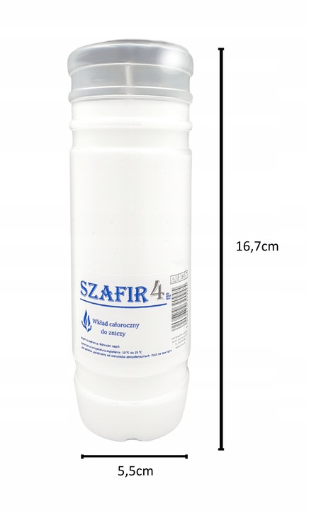 Wkłady do zniczy Parafinowe Całoroczne SZAFIR 4 17CM ! + zapalarka GRATIS