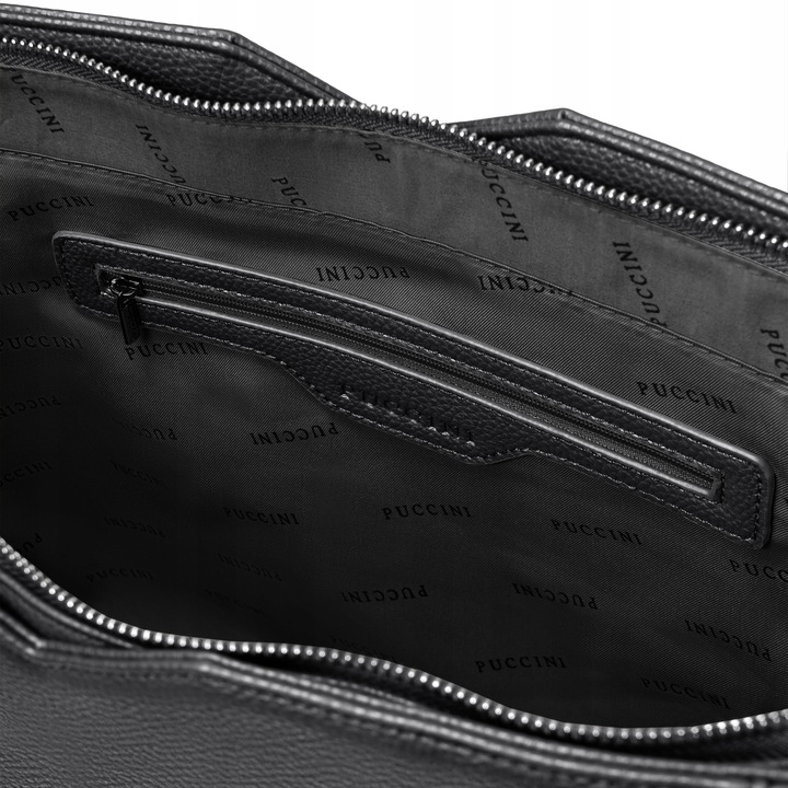 Torebka Shopper Damska PUCCINI Duża Mieści A4 Czarna Z Wycięciami BML053D-1