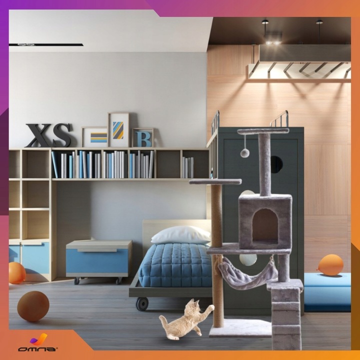 Drapak budka dla kota duży wysoki legowisko dla dużego kota drabinka słupek