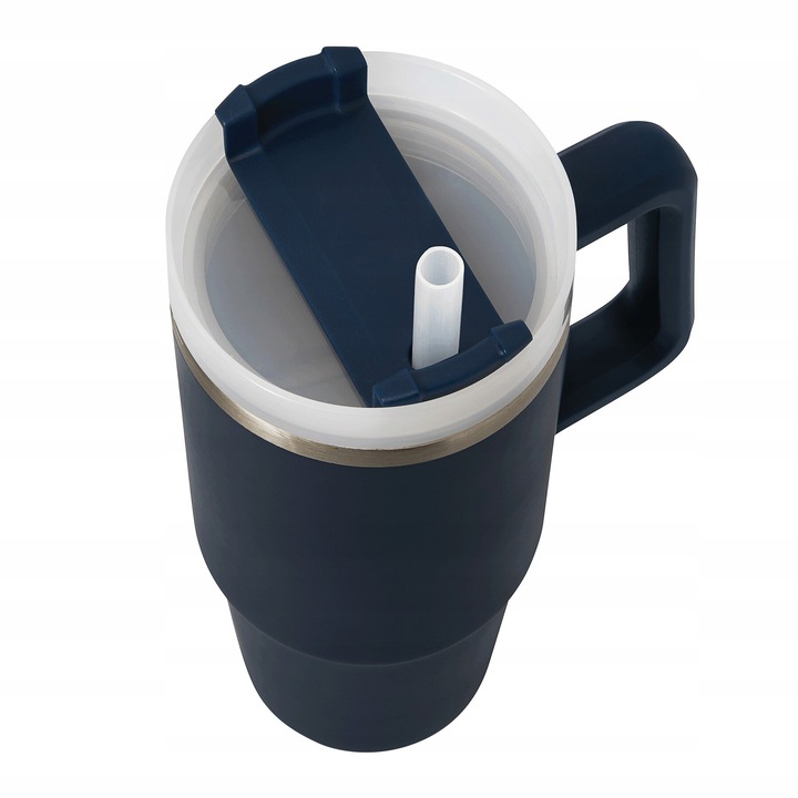 KUBEK TERMICZNY Z UCHWYTEM I SŁOMKĄ 900 ML DO AUTA Szczelny Stal Nierdzewna