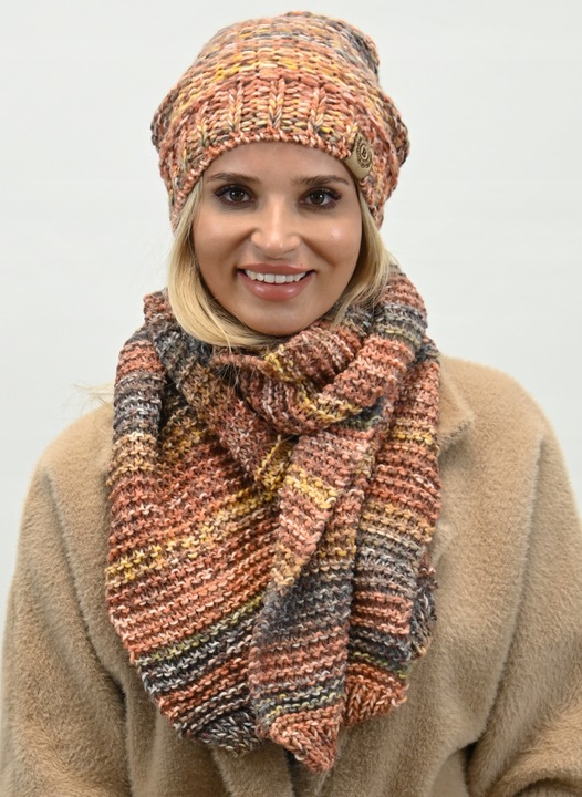 Wełniany Komplet Kobiecy na Zimę Gruby Ciepły Wz4