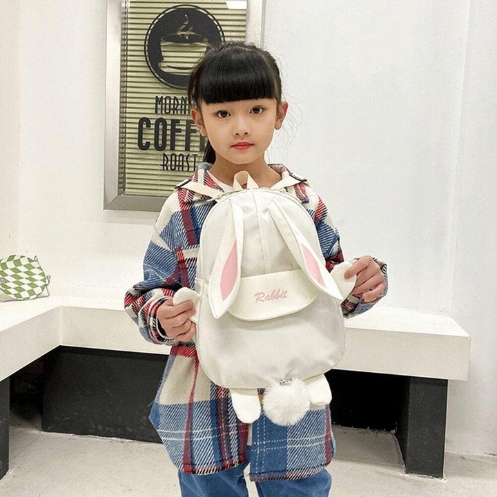 PLECAK DLA DZIECI KRÓLIK Z USZAMI - Biały (kremowy)