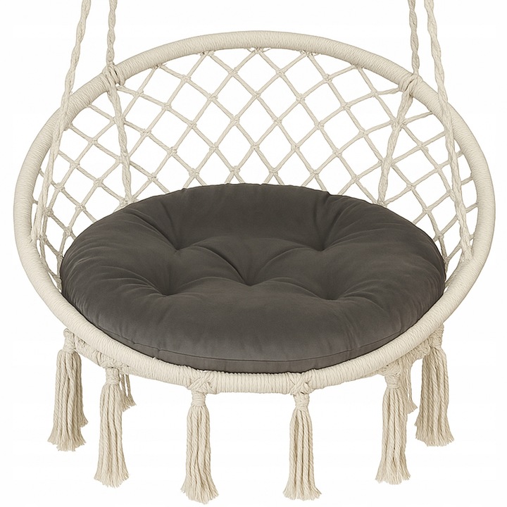 Poduszka na bocianie gniazdo okrągła aksamitna 60 cm grafit gruba huśtawka