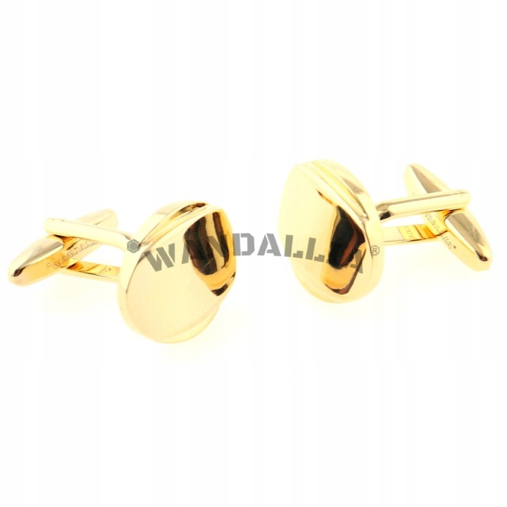 WANDALLIA Spinki do mankietów SP-MN-699 Owalne Złote Klasyczne Męskie
