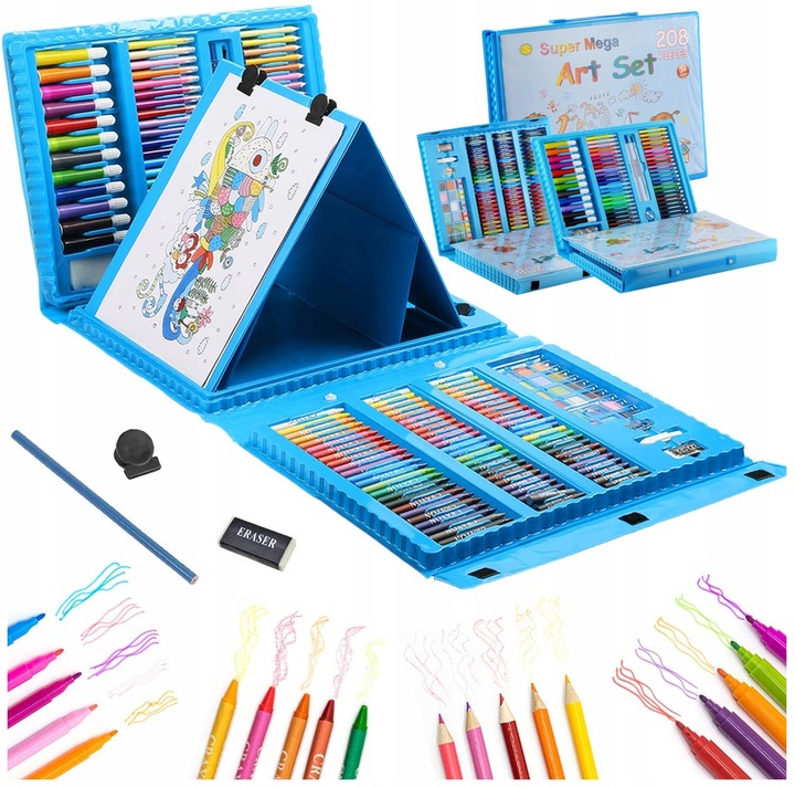 ZESTAW DO MALOWANIA DLA DZIECI 208el Artystyczny Plastyczny Twórczy Walizka
