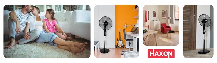 Wentylator podłogowy HAXON DAX wiatrak stojący 5 łopatek timer + pilot