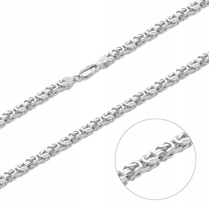 SREBRNY ŁAŃCUCH MĘSKI SPLOT KRÓLEWSKI 50 cm 4 mm SREBRO 925 GRAWER M.JOPEK