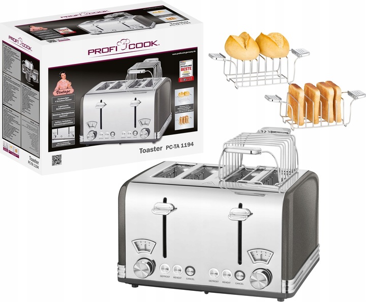 TOSTER NA 4 KROMKI PROFICOOK PC-TA ANTRACYT