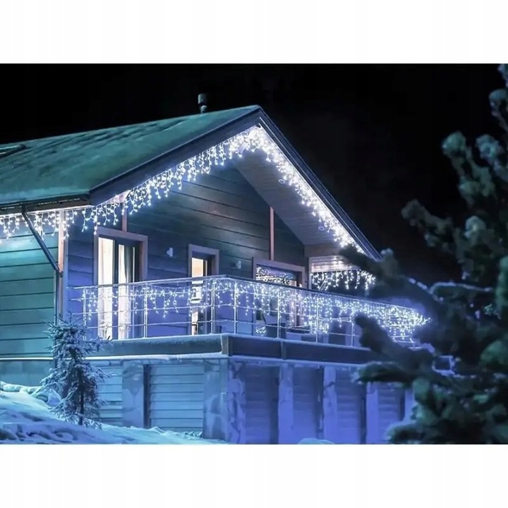 SOPLE LED 300 Zimny Biały+FLASH 14m Kurtyna Świetlna Lampki Zewnętrzne IP44