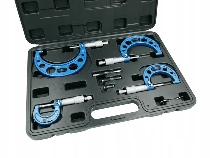 MIKROMETRY 0-100 ZESTAW 4 SZT. MIKROMETR 0-25, 25-50, 50-75, 75-100 WALIZKA