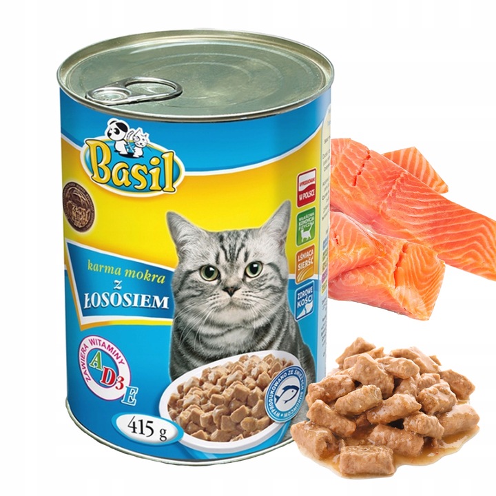 Basil KARMA dla KOTA puszka 415g 24szt MIX SMAKÓW ( 3x8sztuk )