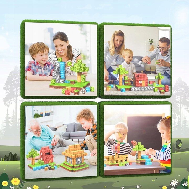 BUDOWANIE MAGNETYCZNE, 100 SZT. ELEMENTÓW MAGNETYCZNE KLOCKI KONSTRUKCYJNE