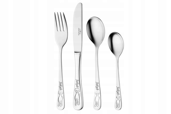 Sztućce dla Dzieci Gerlach Bon Ton Pieski GRAWER Prezent na Chrzest Roczek