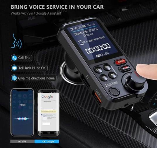 Bezprzewodowy TRANSMITER FM Bluetooth 5.0 SD RADIO ŁADOWARKA GŁOŚNIK 12/24v
