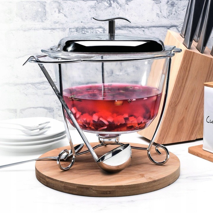 WAZA do ZUPY SOSÓW z PODGRZEWACZEM CHOCHLA Srebrna STALOWA Tadar 4 l