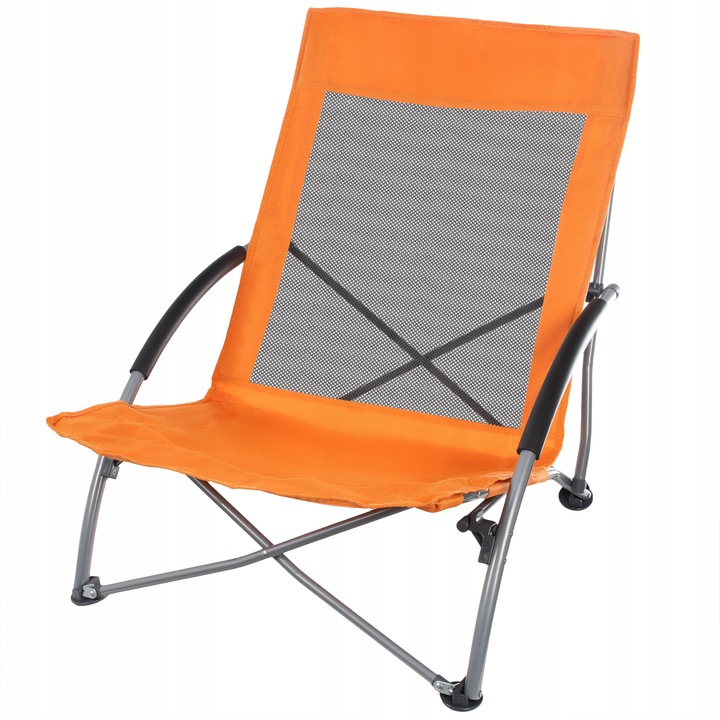 Krzesło turystyczne składane kempingowe z oparciem plażowe z pokrowcem P