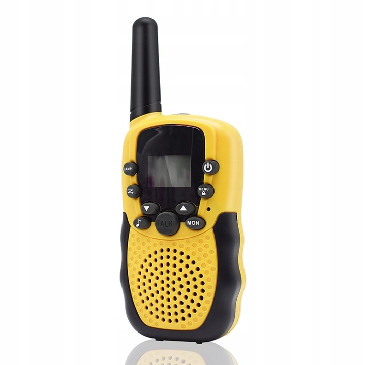 WALKIE TALKIE DLA DZIECI KRÓTKOFALÓWKA 2SZT ZASIĘG 3KM LATARKA ŻÓŁTO-CZARNE