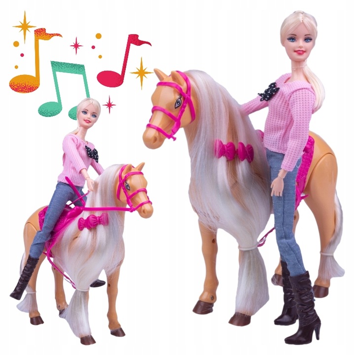 Lalka z koniem dla dziewczynek CHODZI DŹWIĘK długa grzywa do czesania