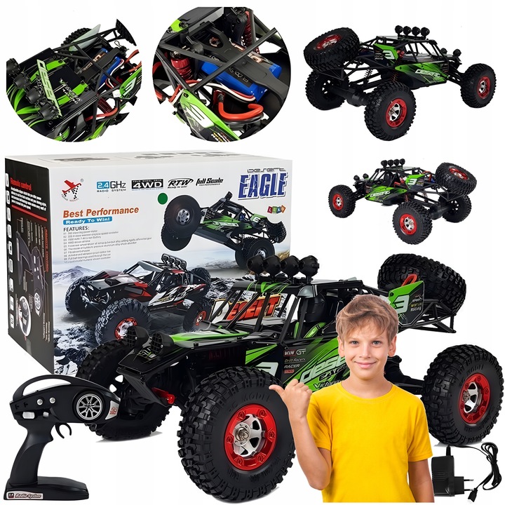 AUTO SAMOCHÓD ZDALNIE STEROWANY RC TERENOWE DUŻY 4X4 PILOT 30 KM/H 2.4GHZ