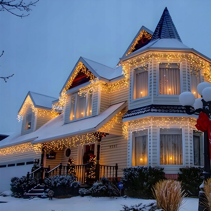 SOPLE ZEWNĘTRZNE LAMPKI LED 300LED 12M FLASH BIAŁE CIEPŁE GRUBY PRZEWÓD
