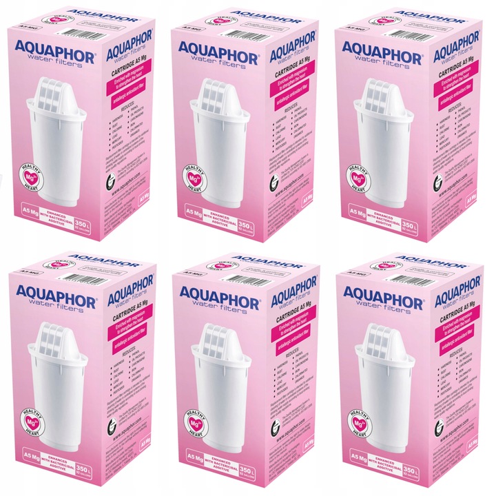 Wkład filtrujący wzbogacający wodę w magnez Aquaphor A5 Mg 6 sztuk.