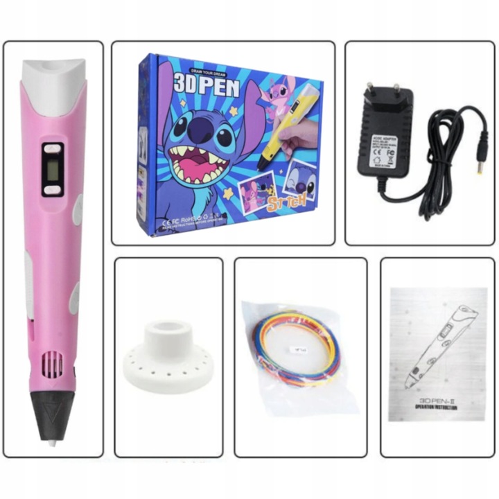 DŁUGOPIS 3D LILO I STICH ZESTAW PREZENT WKŁADY PEN DRUKARKA SZABLONY STITCH