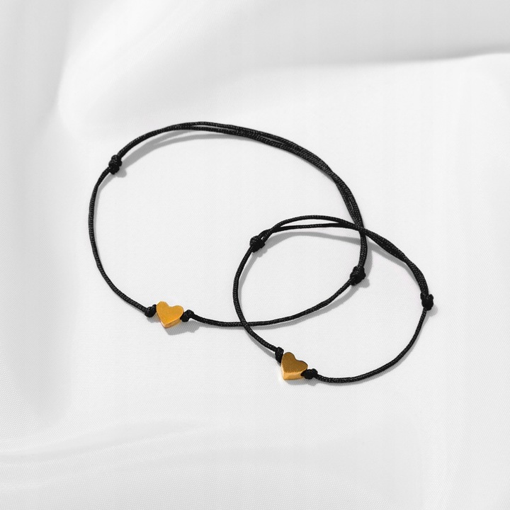 BRANSOLETKI BFF DLA 2 PRZYJACIÓŁEK ZŁOTE SERCE REGULOWANE STAL CHIRURGICZNA